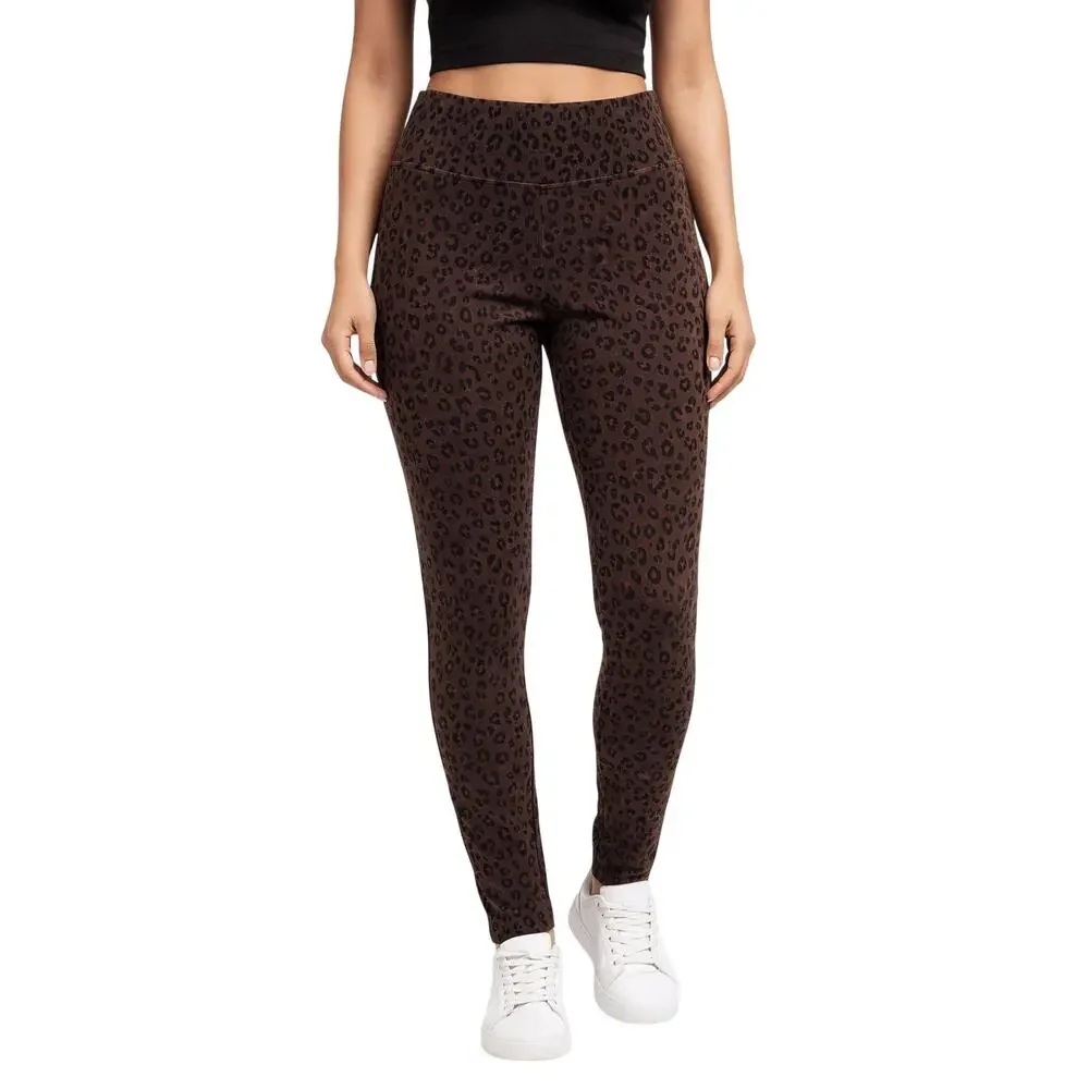 Suavé Knit Corduroy Leggings Large – Leopard Print Tummy Control Pants